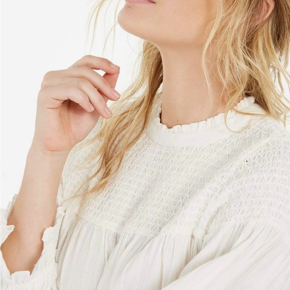 NWT Free People Obi Mila Smocked Tunic Top Ivory Small - Picture 2 of 14